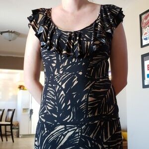 American Living Brown and black abstract blou